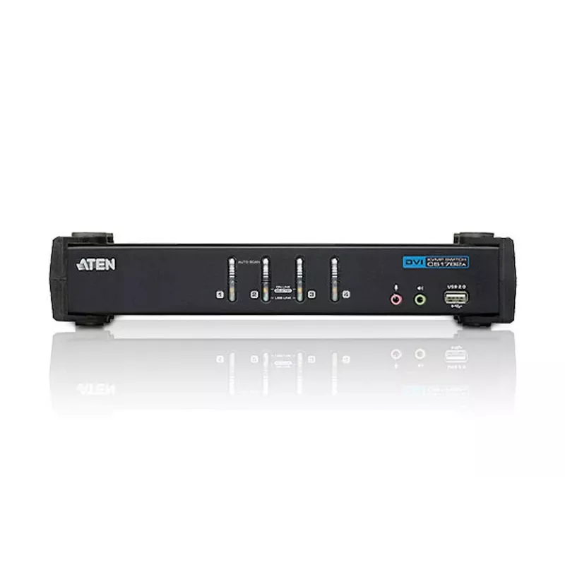 ATEN 4-portový USB DVI KVM prepínač s audio a USB 2.0 hubom (KVM kábel v balení)