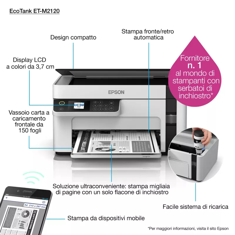 Epson EcoTank ET-M2120 atramentová A4 1440 x 720 DPI 32 ppm Wi-Fi