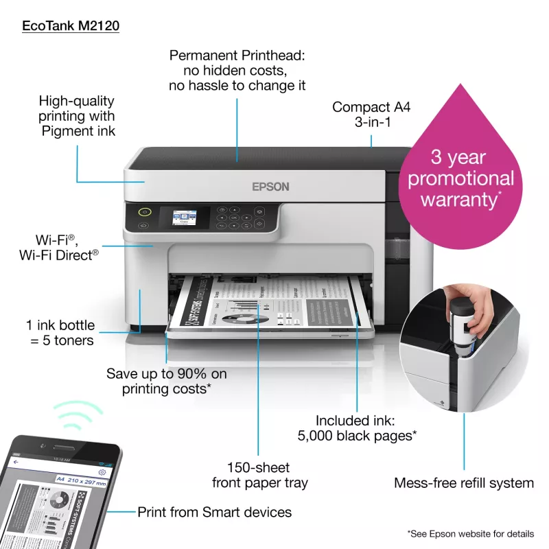 Epson EcoTank ET-M2120 atramentová A4 1440 x 720 DPI 32 ppm Wi-Fi