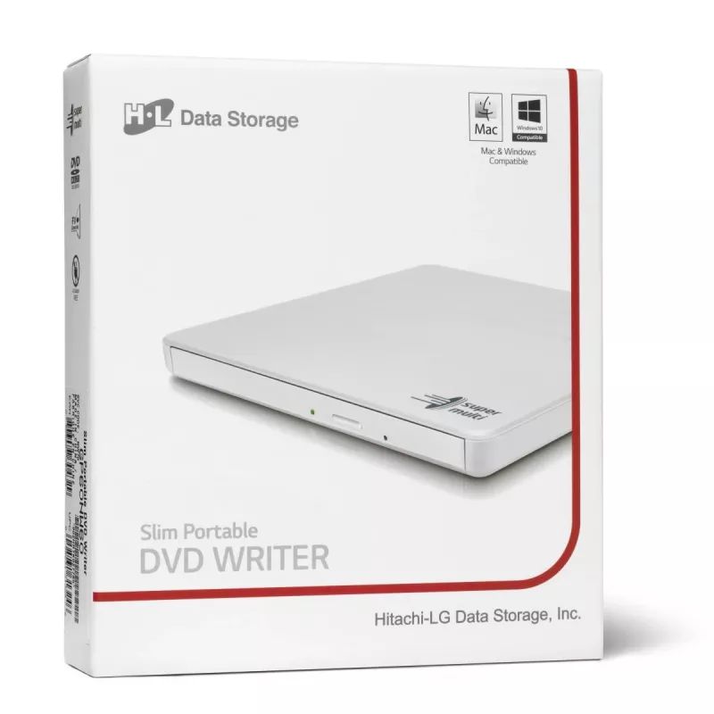 HITACHI-LG DATA STORAGE tenká prenosná DVD mechanika - Gp60nw60 - USB 2.0 - biela