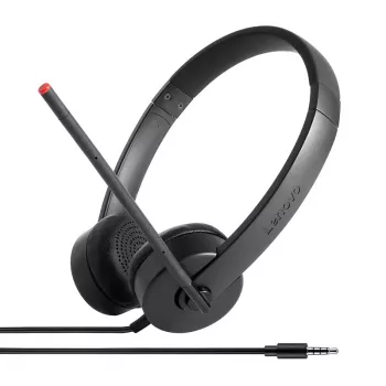 Lenovo stereo analógový headset káblový s hlavovým mostom kancelársky/call centrum čierny