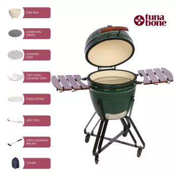 Kamado gril na drevené uhlie TUNABONE TunaBone Classic 21 palcov veľkosť M zelená