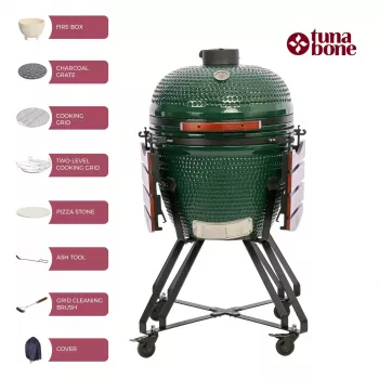 Keramický kamado gril TUNABONE Classic 23 palcov (veľkosť L) zelená