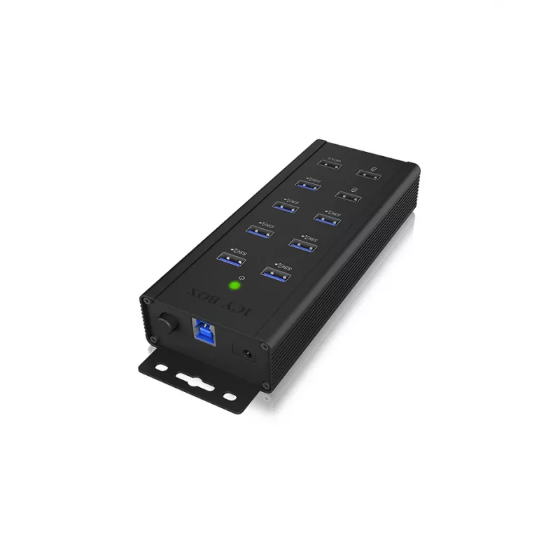 ICY BOX IB-HUB1703-QC3 USB 3.2 Gen 1 (3.1 Gen 1) Type-B 5000 Mbit/s čierny
