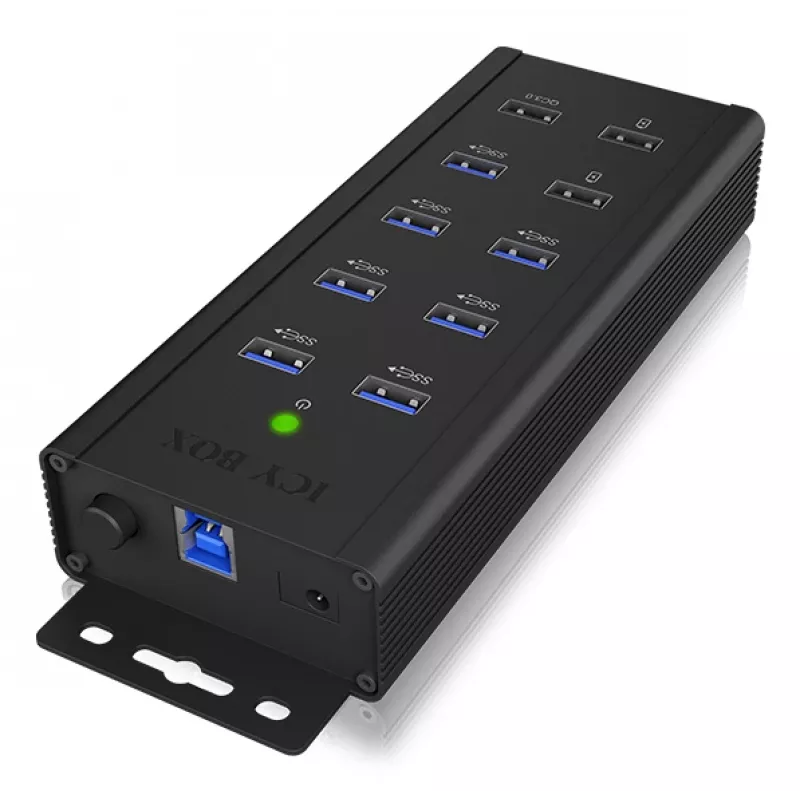 ICY BOX IB-HUB1703-QC3 USB 3.2 Gen 1 (3.1 Gen 1) Type-B 5000 Mbit/s čierny