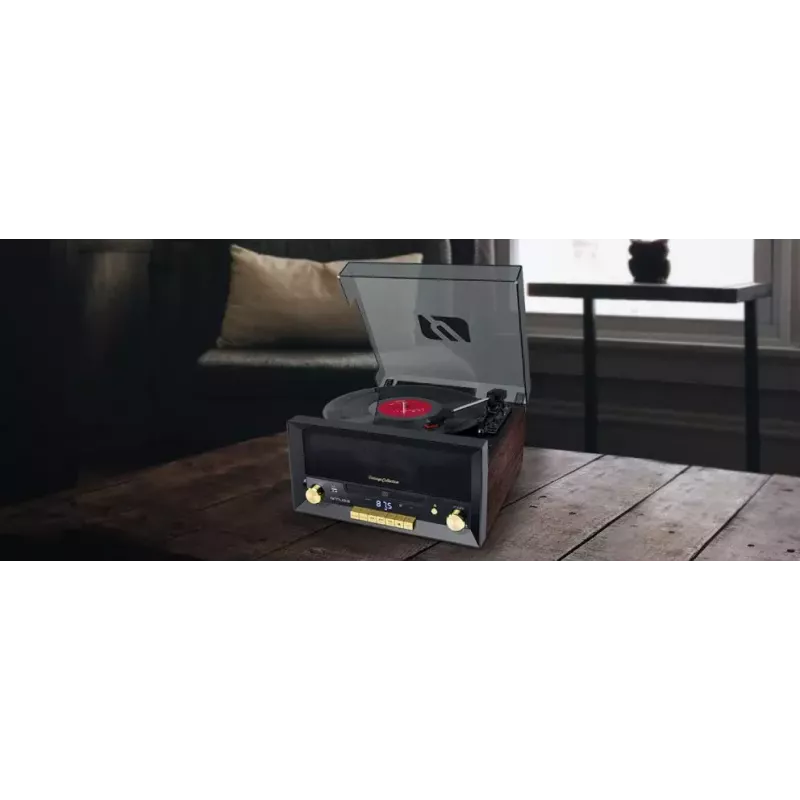 Muse MT-112 W gramofónový mikrosystém s CD, USB, Bluetooth, rádiom FM, 33/45/78 ot./min, hnedý