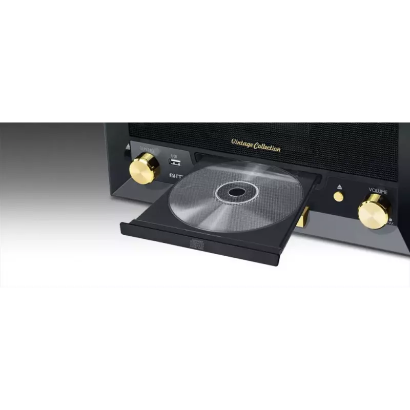 Muse MT-112 W gramofónový mikrosystém s CD, USB, Bluetooth, rádiom FM, 33/45/78 ot./min, hnedý