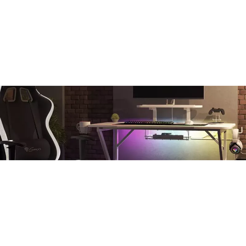 Genesis Holm 320 RGB herný stôl, biely