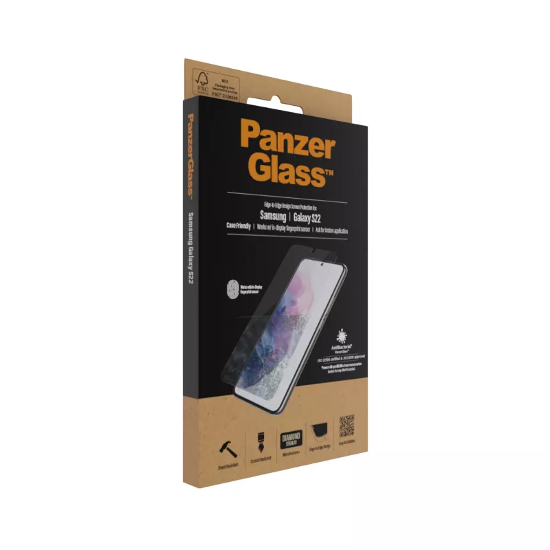 PanzerGlass UltraForce1 7293 ochranné sklo na displej Samsung Galaxy S22, tvrdené, kompatibilné s puzdrami, priehľadné