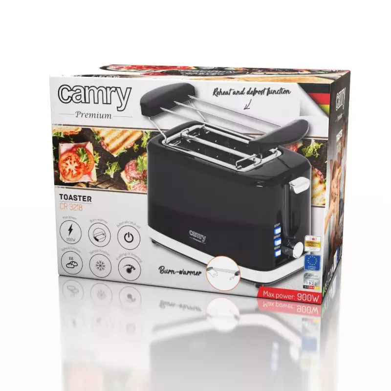 Hriankovač Camry Premium CR 3218 2 plátky 900 W čierna strieborná