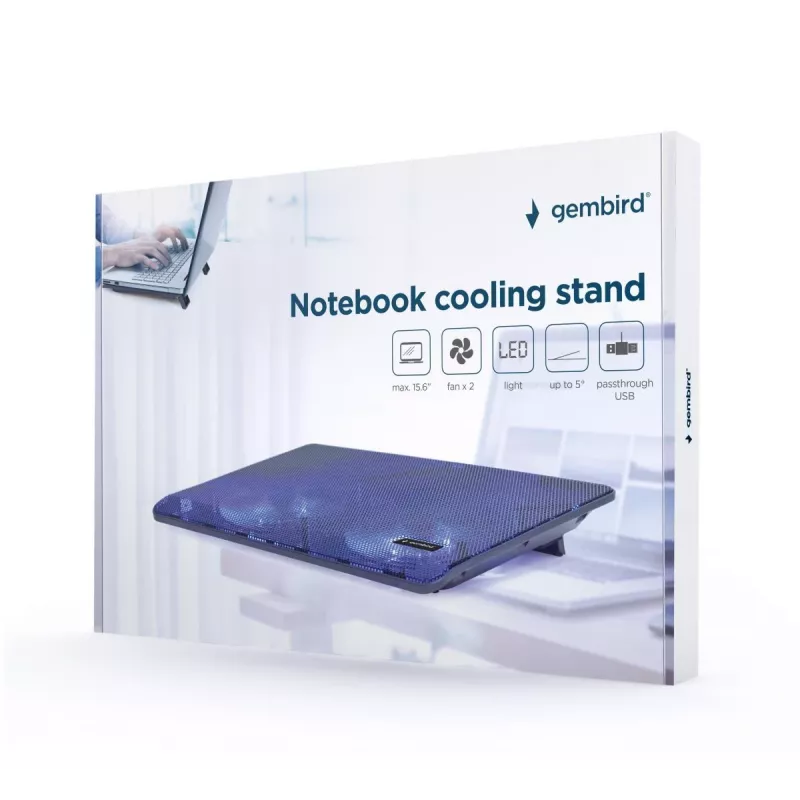 GEMBIRD chladiaci stojan na notebook 15.6in, kompaktný s dvoma ventilátormi - čierny