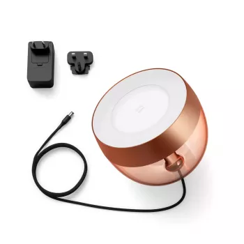 Smart stolná lampa Philips Hue Iris medená špeciálna edícia — 1 žiarovka, Bluetooth a Zigbee, 100–240V, 2m kábel