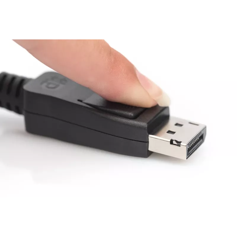 DIGITUS DisplayPort prepojovací kábel, DP M/M, 3 m so zaistením, Ultra HD 8K, verzia 1.3/1.4, čierny