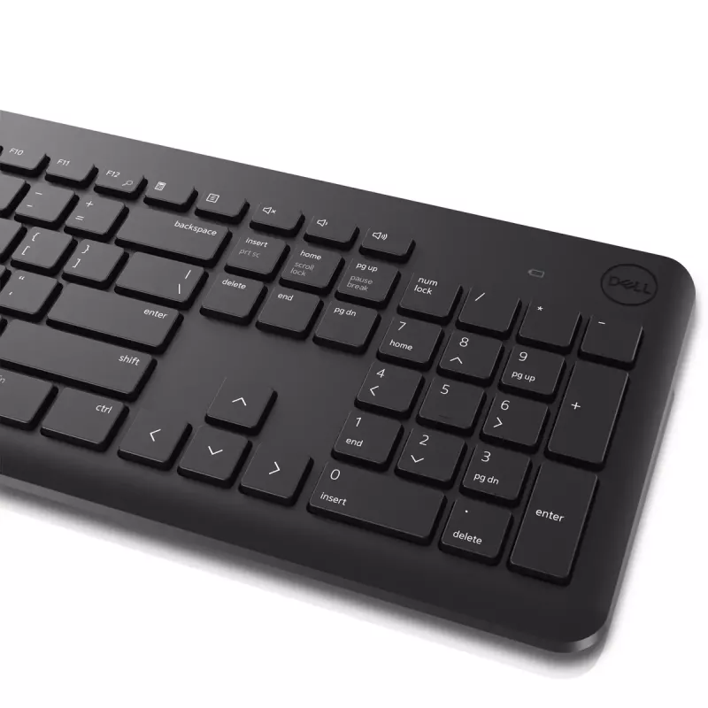 Bezdrôtová sada klávesnice a myši Dell KM3322W — full-size QWERTY, RF bezdrôtová, čierna, na kancelárske použitie