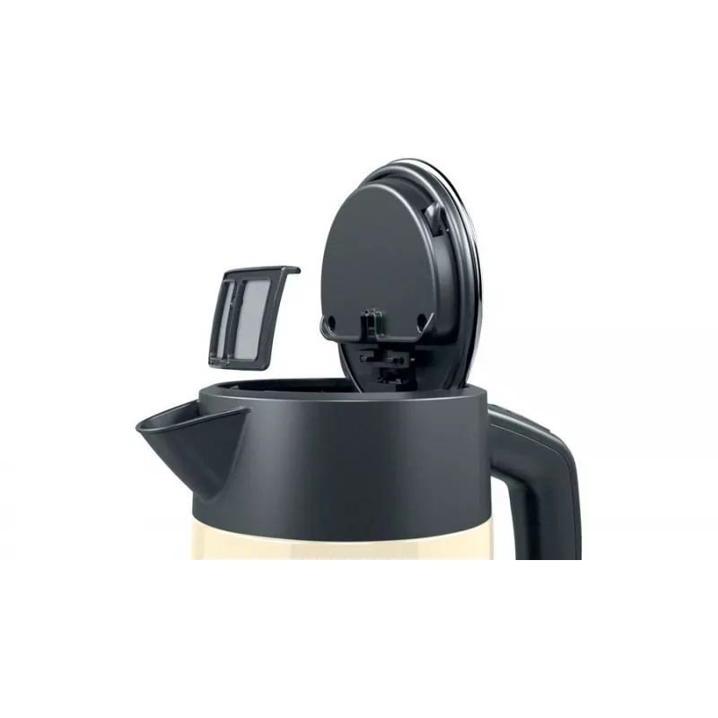 Elektrická kanvica Bosch TWK4P437 1,7 L, 2400 W, nerezové telo, bezdrôtová, béžová/čierna
