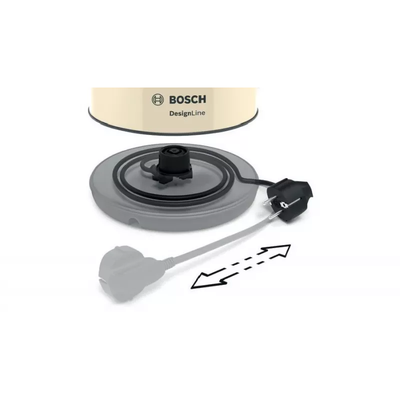 Elektrická kanvica Bosch TWK4P437 1,7 L, 2400 W, nerezové telo, bezdrôtová, béžová/čierna