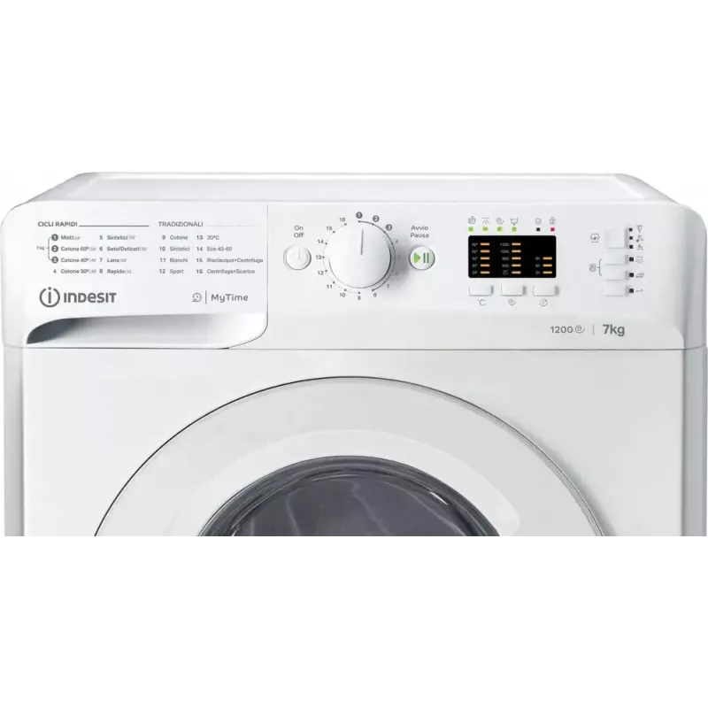 Práčka s predným plnením Indesit MTWA 71252 W IT — 7 kg, 1200 ot/min, energetická trieda E, biela