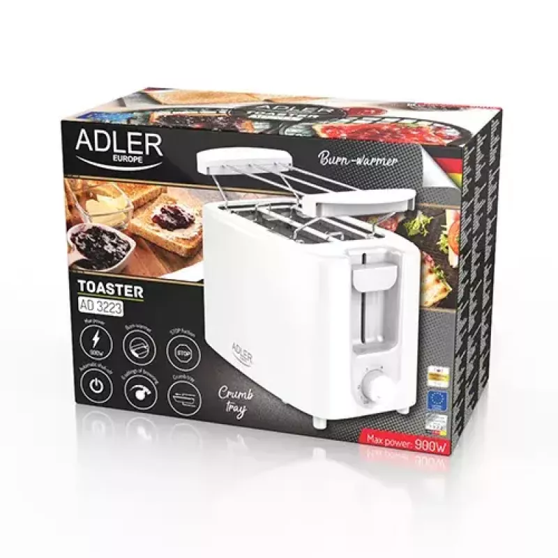 Hriankovač Adler AD 3223 2 plátky 750 W biela