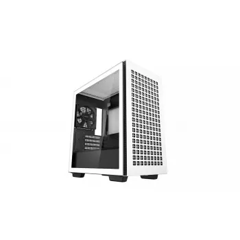 PC skriňa DeepCool CH370 WH Mini Tower — biela, Micro ATX/Mini-ITX, tvrdené sklo, RGB ventilátor, 2x 3,5