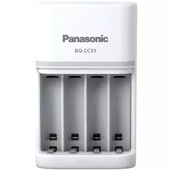Nabíjačka batérií Panasonic BQ-CC55E — kompaktná NiMH/NiCd nabíjačka pre AA/AAA akumulátory