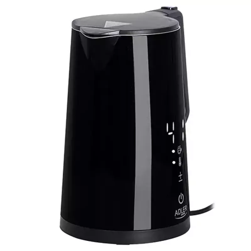 Elektrická rýchlovarná kanvica Adler AD 1345b — objem 1,7 l, 2200 W, nerezová oceľ, čierna