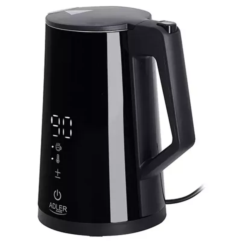 Elektrická rýchlovarná kanvica Adler AD 1345b — objem 1,7 l, 2200 W, nerezová oceľ, čierna