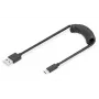 Digitus AK-300430-006-S špirálový kábel USB 2.0 USB-A na USB-C, 1 m, 480 Mbit/s, 60 W PD, čierny