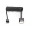 Digitus AK-300430-006-S špirálový kábel USB 2.0 USB-A na USB-C, 1 m, 480 Mbit/s, 60 W PD, čierny