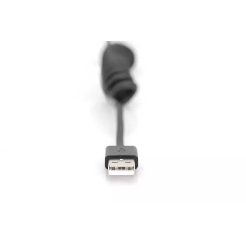 Digitus AK-300430-006-S špirálový kábel USB 2.0 USB-A na USB-C, 1 m, 480 Mbit/s, 60 W PD, čierny