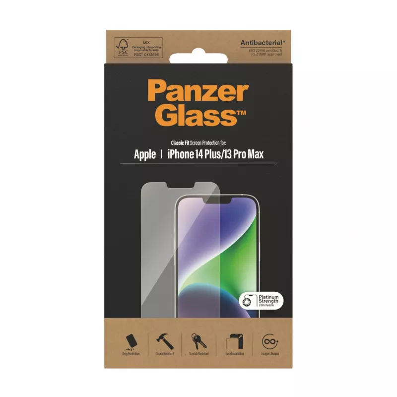 PanzerGlass ochranná fólia displeja pre Apple iPhone 14 Plus 13 Pro Max, odolná proti poškriabaniu a nárazom