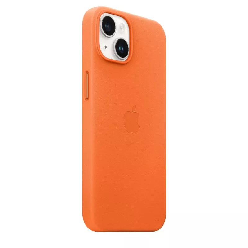 APPLE kožené puzdro s MagSafe iPhone 14 oranžové