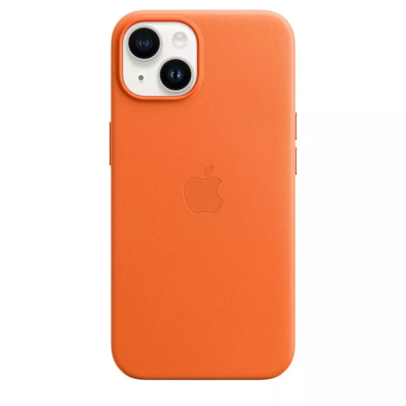 APPLE kožené puzdro s MagSafe iPhone 14 oranžové