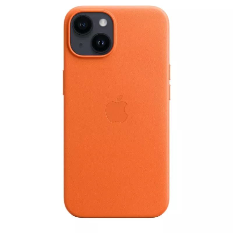 APPLE kožené puzdro s MagSafe iPhone 14 oranžové