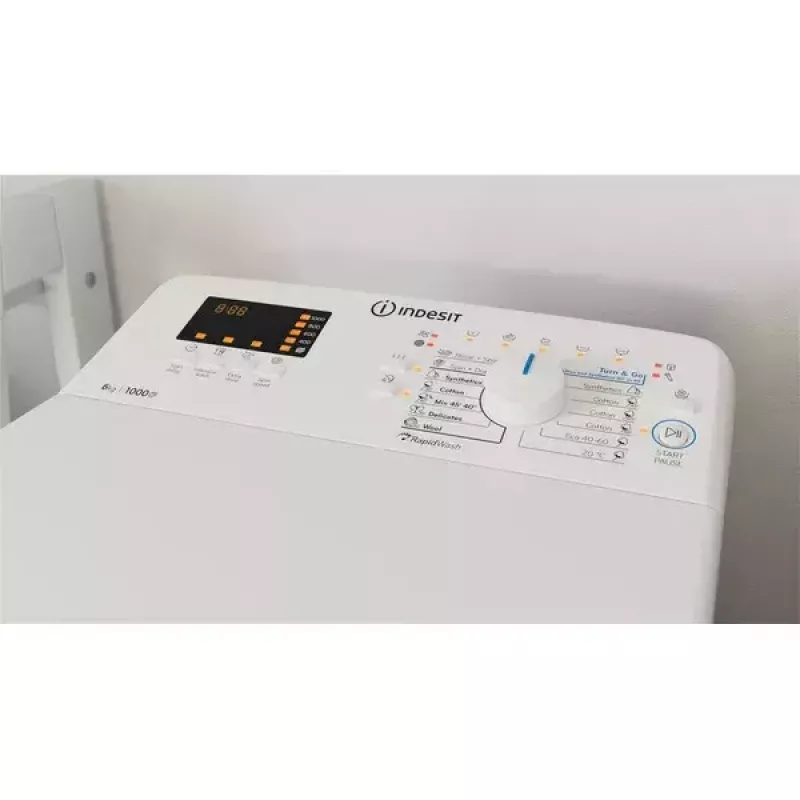 Práčka s horným plnením INDESIT BTW S60400 EU/N — 6 kg, 1000 ot/min, energetická trieda C, biela