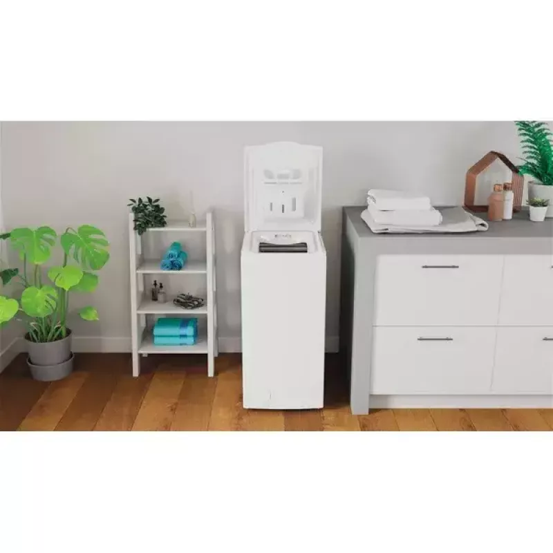 Práčka s horným plnením INDESIT BTW S60400 EU/N — 6 kg, 1000 ot/min, energetická trieda C, biela