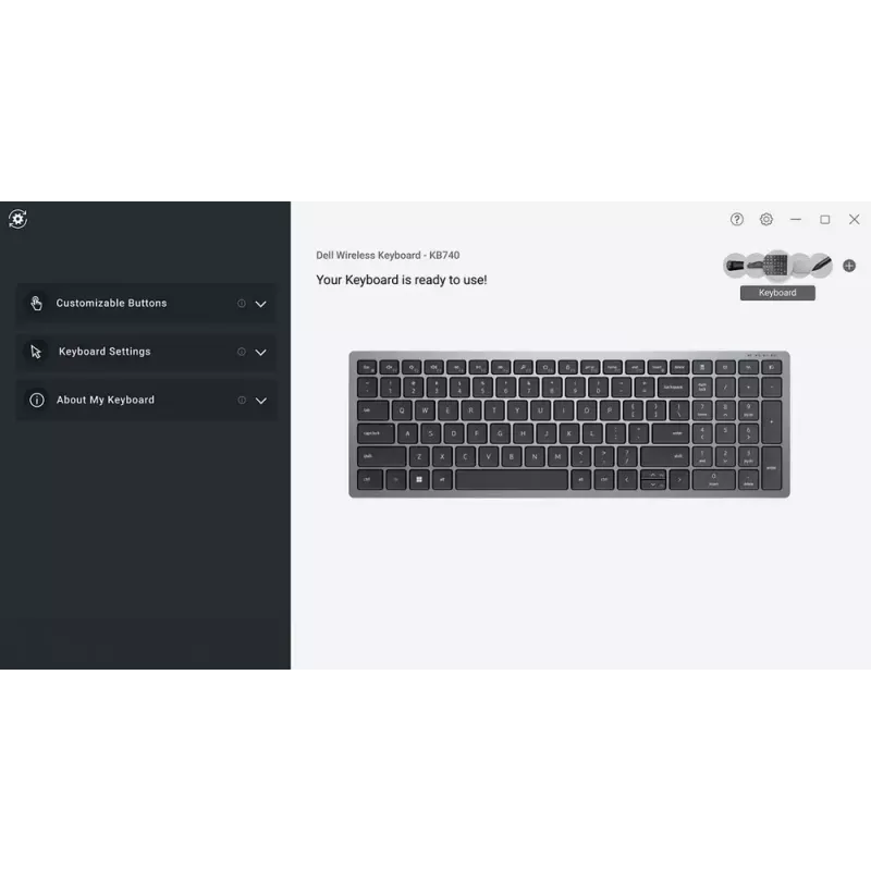Klávesnica DELL KB740 Office RF Wireless + Bluetooth QWERTY US International sivá čierna