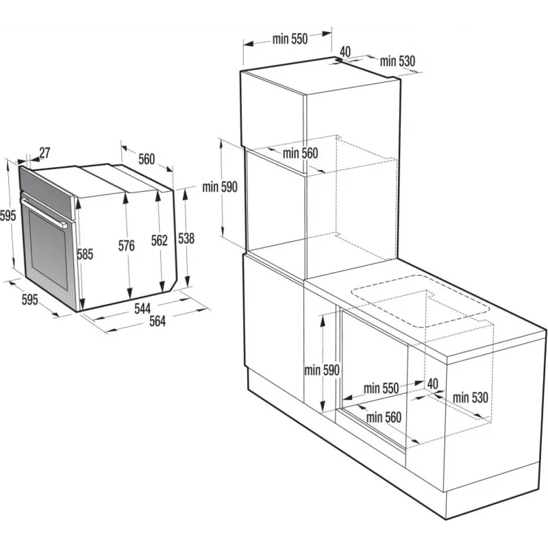 Gorenje BO3CO4L02 1 BOS67371CLB PL_ILCL, veľká, elektrická, 77 l, 2300 W, 77 l, 2300 W