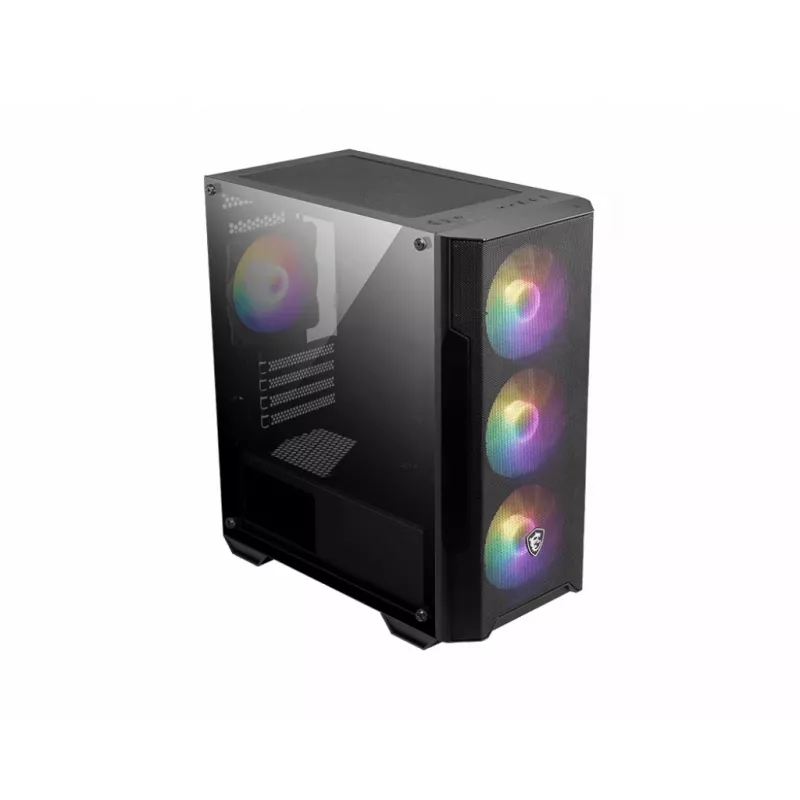 PC skriňa MSI MAG FORGE M100A Micro Tower čierna s tvrdeným sklom, 3x120mm predný ventilátor, RGB, microATX/Mini‑ITX