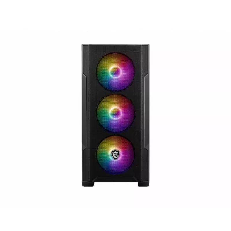 PC skriňa MSI MAG FORGE M100A Micro Tower čierna s tvrdeným sklom, 3x120mm predný ventilátor, RGB, microATX/Mini‑ITX
