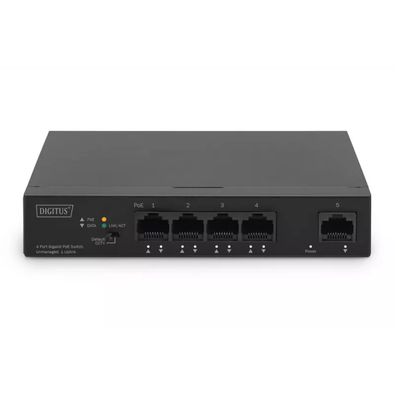DIGITUS PoE switch 4+1 portov Ethernet unmanaged 4-porty PoE,