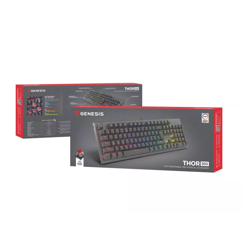 GENESIS Thor 303 herná klávesnica USB QWERTY US International čierna