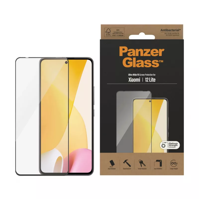 Ochranné sklo PanzerGlass Xiaomi 12 Lite Ultra-Wide Fit, odolné proti poškriabaniu a nárazom