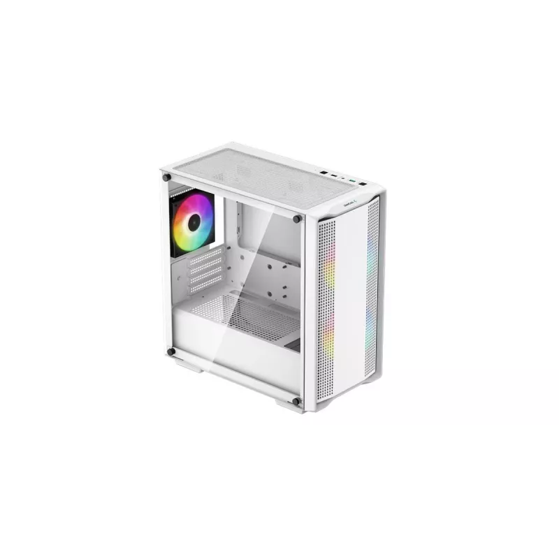 PC skriňa DeepCool CC360 WH ARGB Mini Tower biela — Micro-ATX/Mini-ITX, tvrdené sklo, 2x 3,5 palca + 3x 2,5 palca, 2x predný 120 mm ventilátor