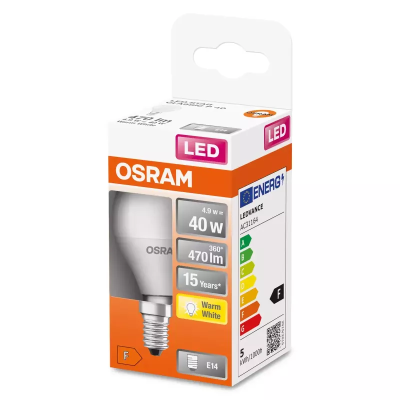 Osram STAR LED žiarovka 5W E14 teplá biela 2700K 470lm 15000h
