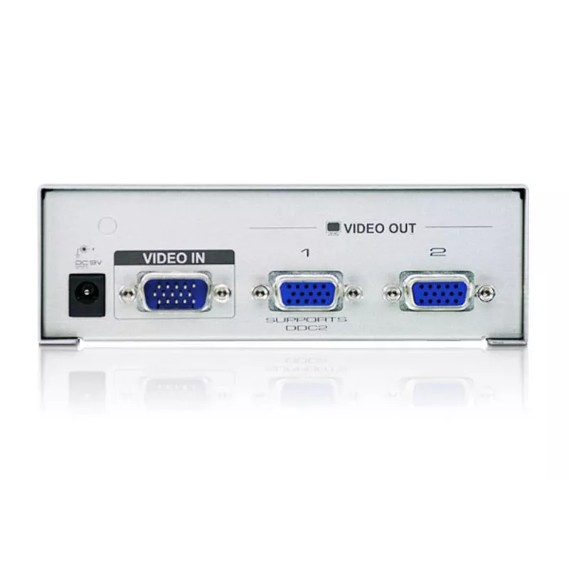 ATEN 2-portový VGA video splitter (350 MHz), VGA, 2x VGA, 1920 x 1440 pixelov, strieborná, kov, 30 m