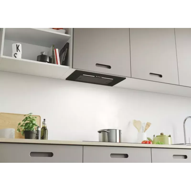 Vstavaný digestor CANDY CPY5MBG, 520 mm, 298 m³/h, čierne sklo, odťah/cirkulácia