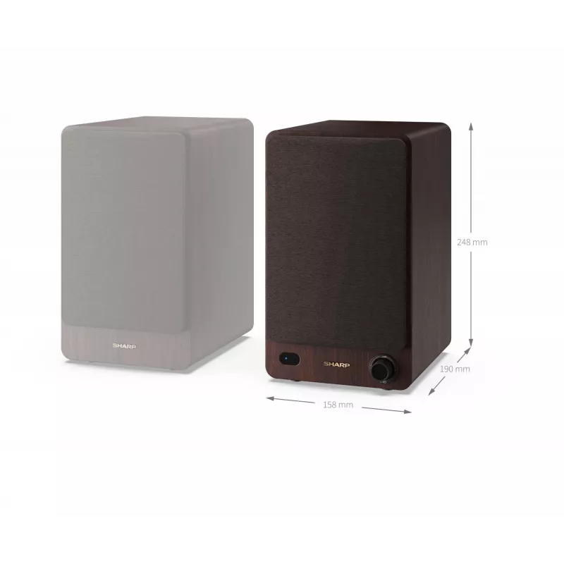 Sharp regálové reproduktory 2-pásmové hnedé káblové & bezdrôtové 60 W