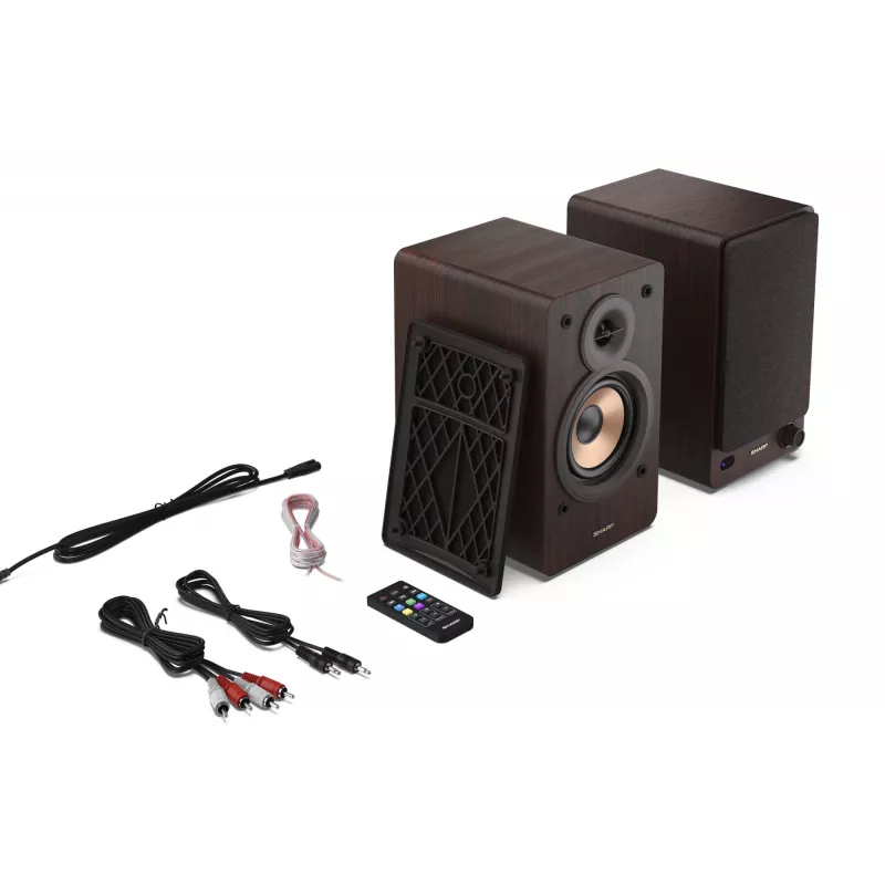 Sharp regálové reproduktory 2-pásmové hnedé káblové & bezdrôtové 60 W