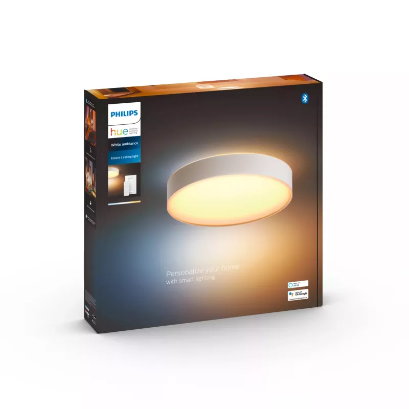 Philips Hue White ambience Enrave stropné svietidlo veľké, inteligentné stropné svietidlo, Bluetooth, biela, LED, kov, nevymeniteľné svetelné zdroje