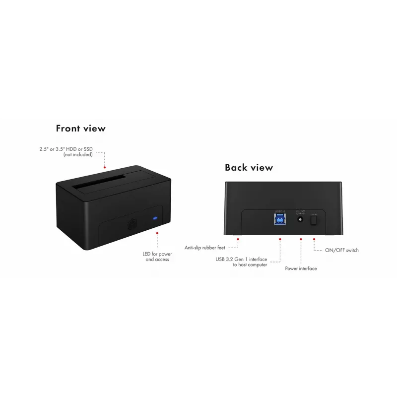 ICY BOX IB-1121-U3 USB 3.2 Gen 1 (3.1 Gen 1) Type-A čierny